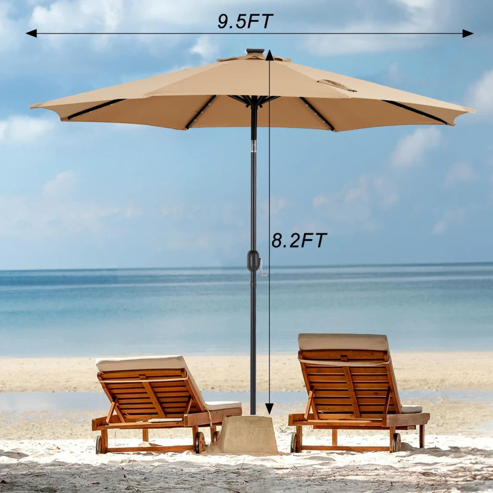 10FT Solar LED Patio Umbrella