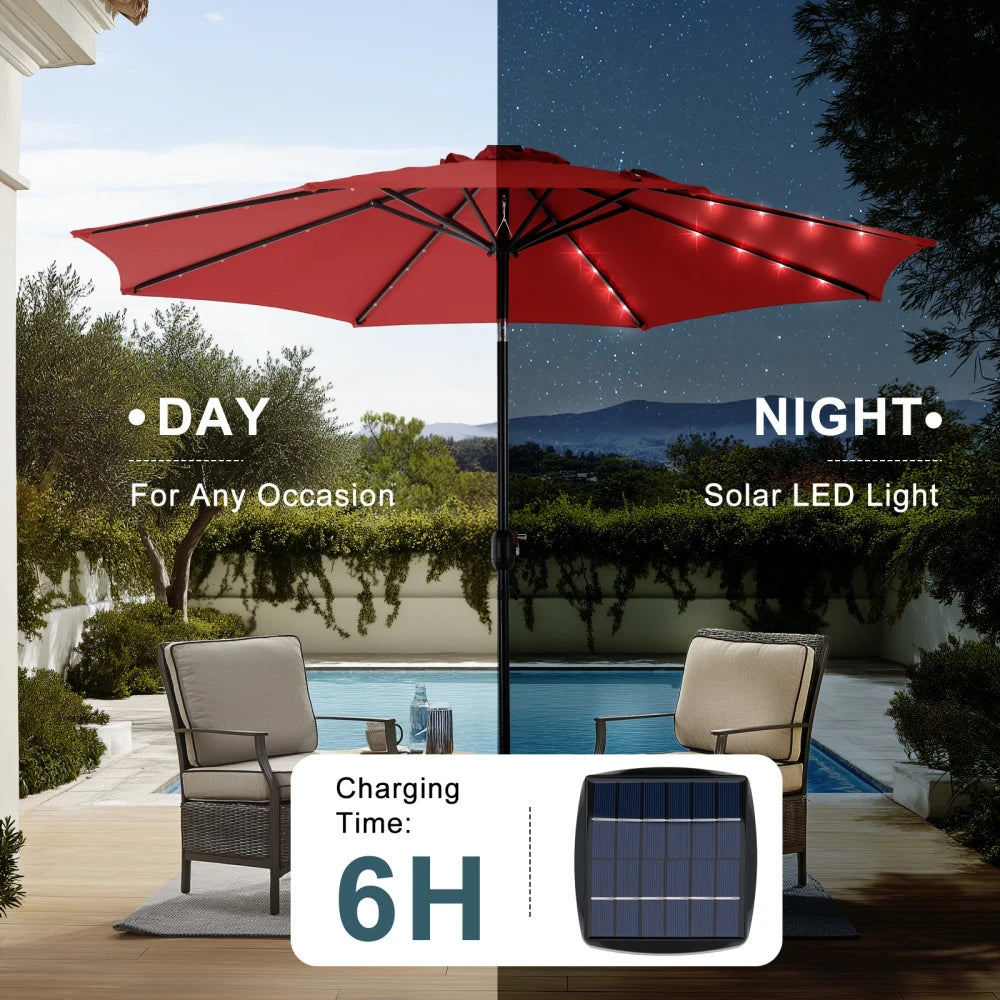 10FT Solar LED Patio Umbrella
