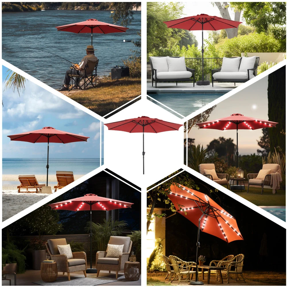 10FT Solar LED Patio Umbrella